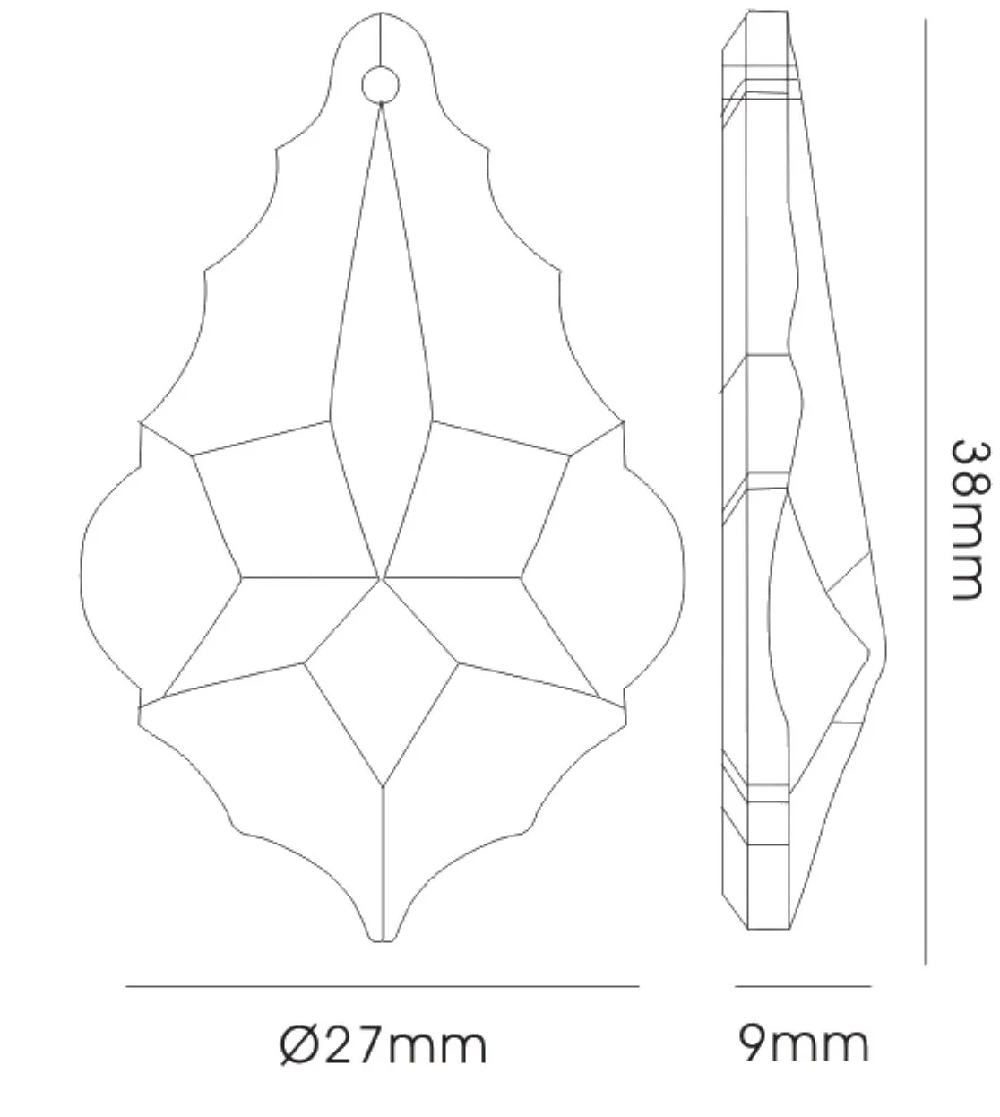 Crystal Maple Without Ring 38mm C30043  Diyas Crystal Droplet